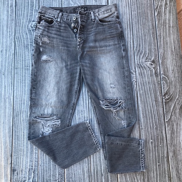 Lucky Brand Denim - High Rise Mom Skinny Distressed Charcoal Jeans